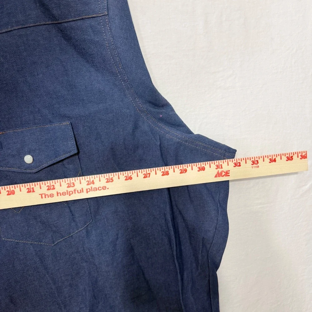 Wrangler Mens Blue Denim Western Pearl Snap Short Sleeve Shirt Big 3X 3XL